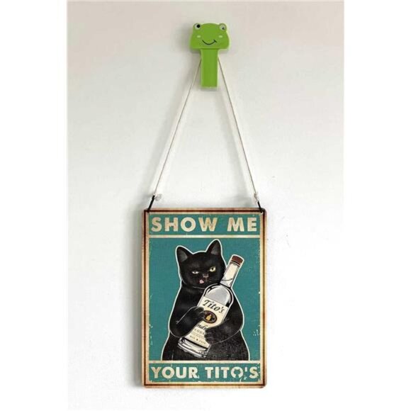 Funny Show Me Your Tito's Black Cat Poster Man Cave Sign Vintage Bar Sign Bar - Picture 3 of 8